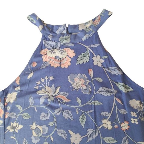 LOFT Womens Summer Blue Floral Print Halter Dress Small - Picture 4 of 13